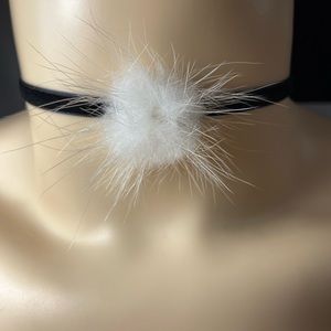 White Puff Pom Choker Necklace